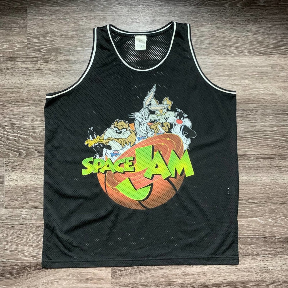 Vintage Space Jam Mesh Jersey Tank Top Sz Large L Mens USA Made 90's